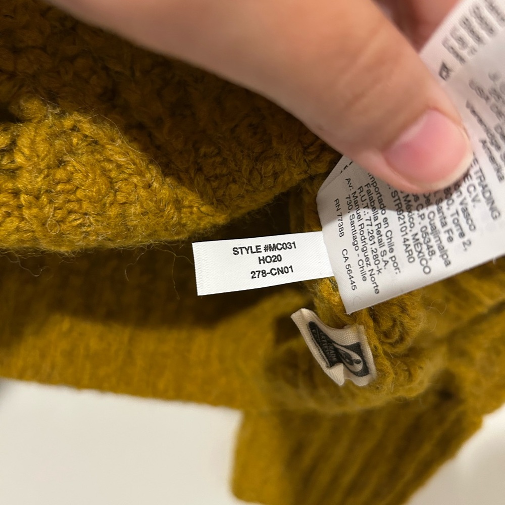 Madewell Mockneck Pullover Sweater Women’s Mustard Yellow Fall Winter Cropped - Picture 6 of 8